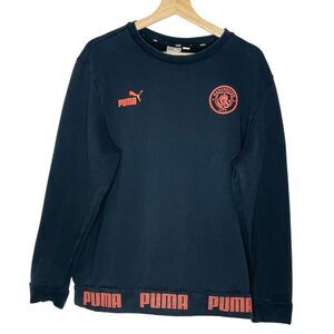 Puma Manchester City Soccer Football Men Black Pullover Sweatshirt Sz Large